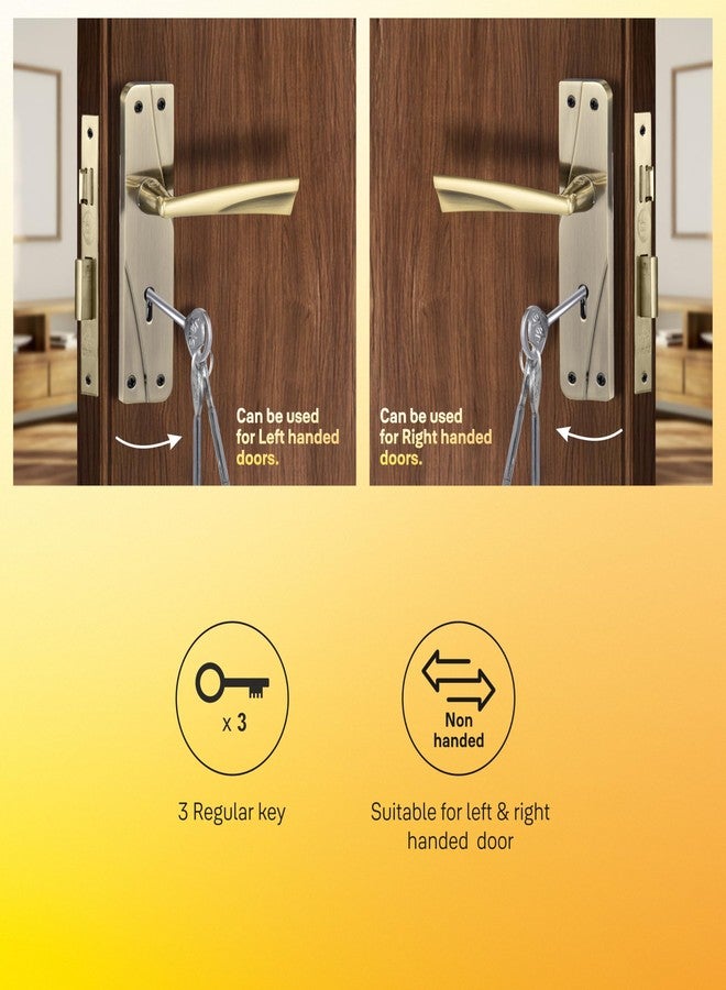 ييل قفل باب نقر من نوع Yale YECM-432-6L-AB مناسب لغرف النوم/المنازل/المكاتب/الفنادق، مناسب للأبواب ذات الفتحة اليسرى/اليمنى | طقم مقبض مع لوحة - ستة أذرع، 3 مفاتيح وجسم القفل (نحاس عتيق) - Image 4